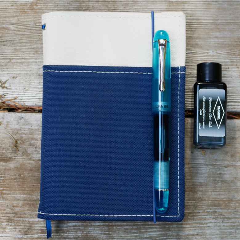 Blue Opus 88 Picnic (Fine) filled with Diamine Aqua Blue