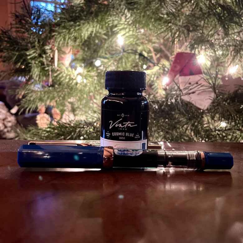 Blue TWSBI Eco Extra Fine filled with 