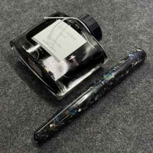 Tibaldi Impero Celluloid Scriptorium Pens Idyll (Fine) filled with Pilot Iroshizuku Kiri-same